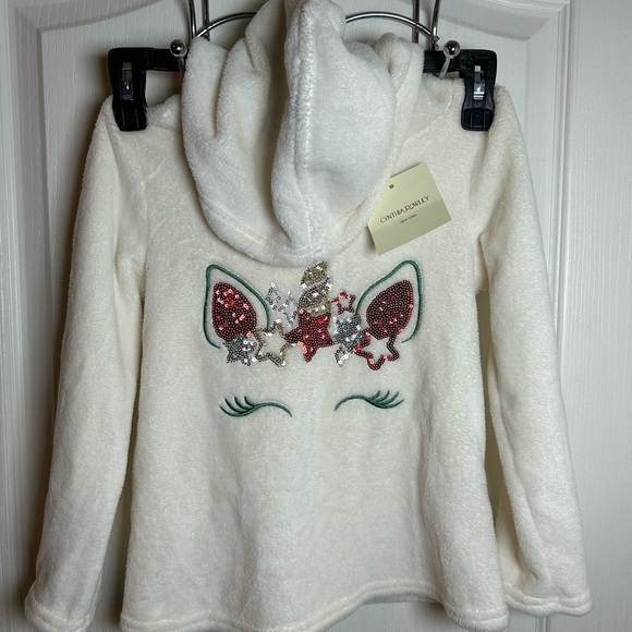 Cynthia Rowley Cozy Unicorn Set Size 5/6 red/white hoodie/leggings cute!! - Picture 2 of 7